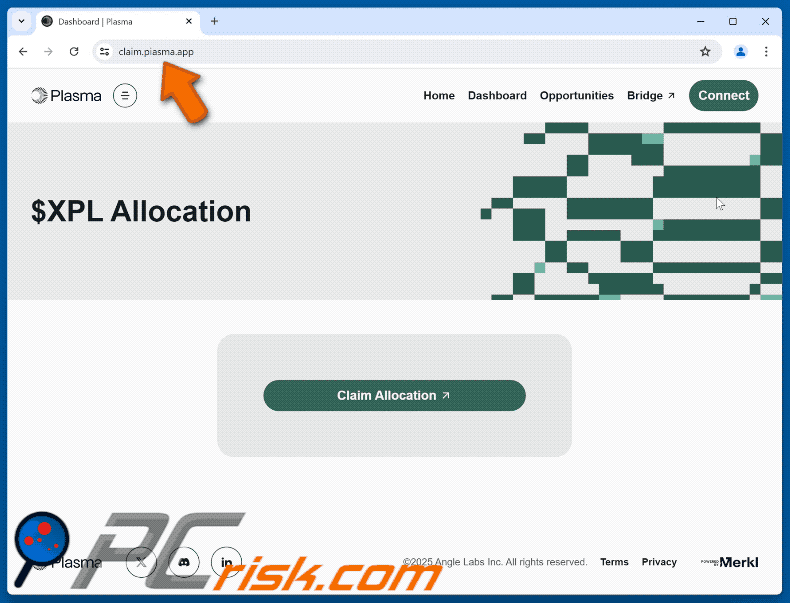 Appearance of Plasma (XPL) Allocation scam