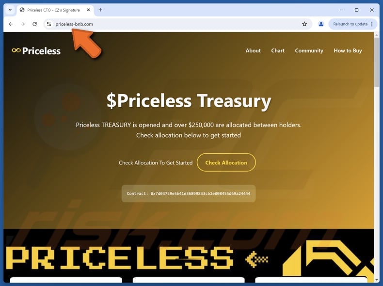 Fake $Priceless Treasury Allocation website