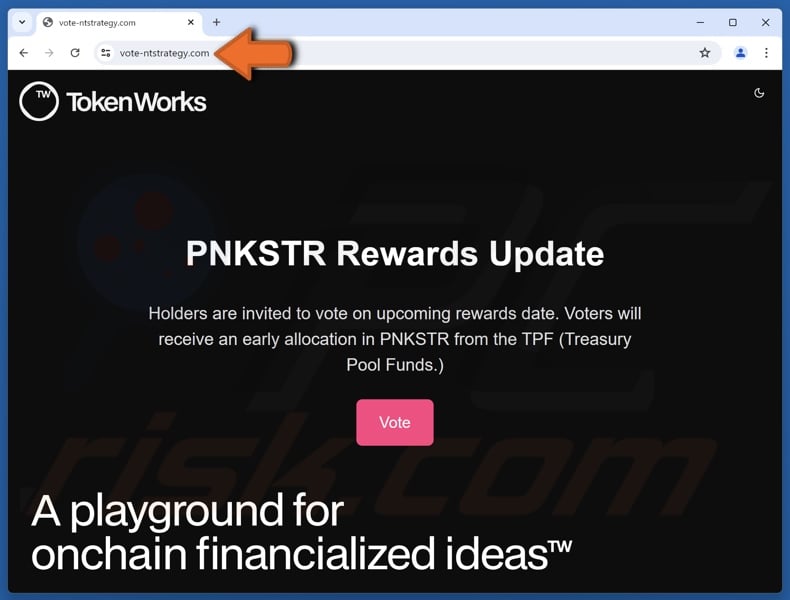 Fake PunkStrategy ($PNKSTR) Vote Rewards website