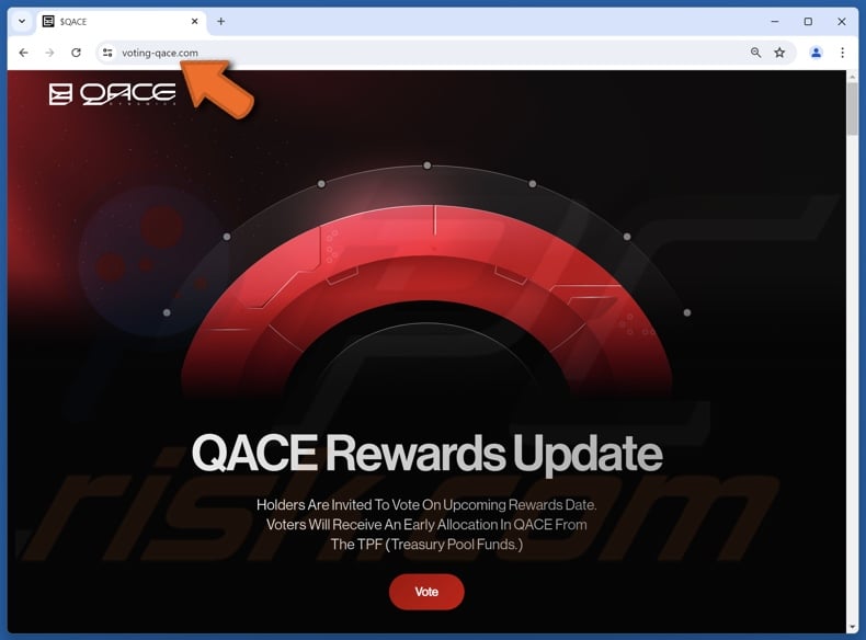 Fake Qace Dynamics ($QACE) Vote Rewards website