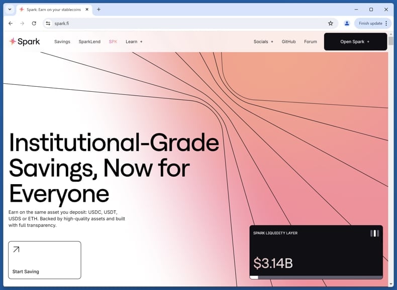 Early Spark Adopters Rewards Scam real website (spark.fi)