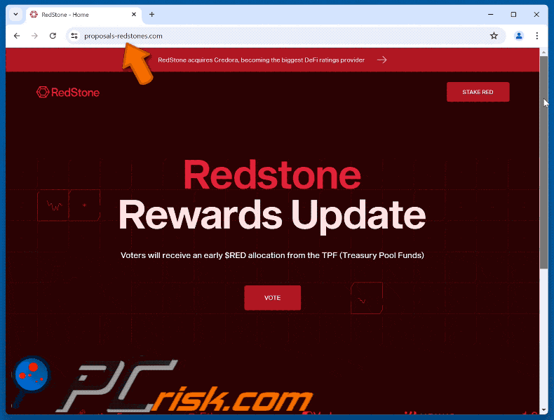 Appearance of RedStone Vote Reward scam