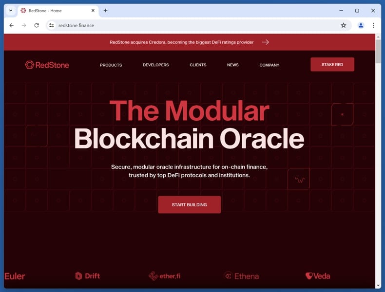 RedStone Vote Reward Scam real website (redstone.finance)