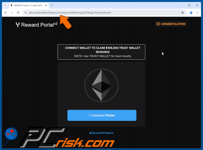 Appearance of Reward Portal scam scam