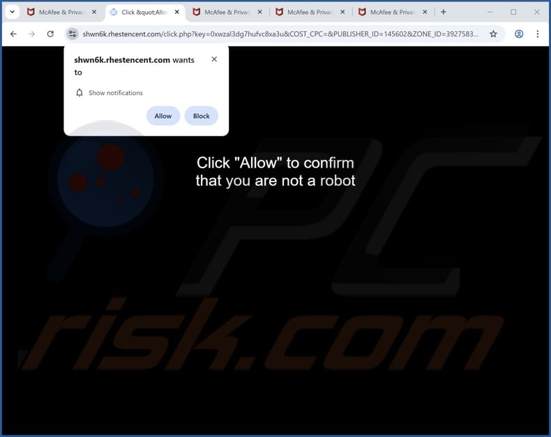 rhestencent[.]com pop-up redirects