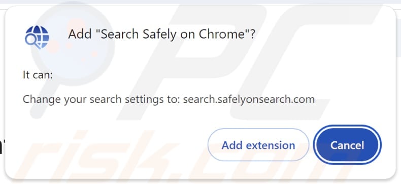Search Safely on Chrome browser hijacker asking for permissions