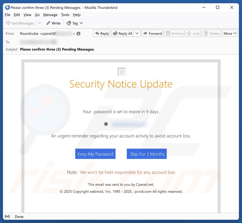 Security Notice Update email spam campaign