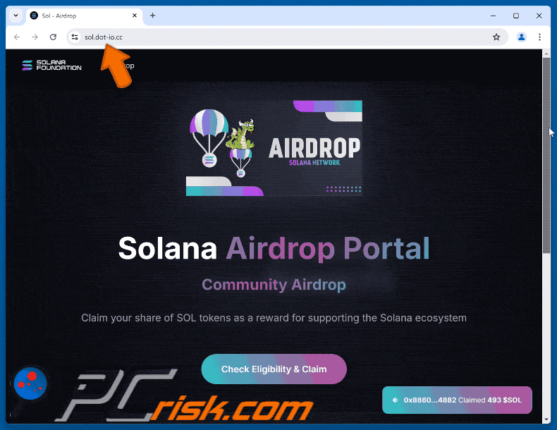 Solana airdrop email scam appearance