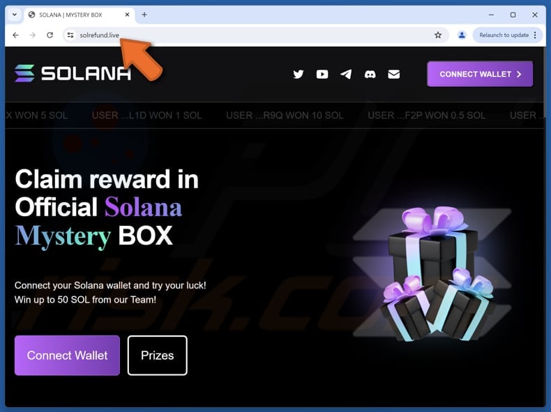 Solana Mystery Box Reward scam