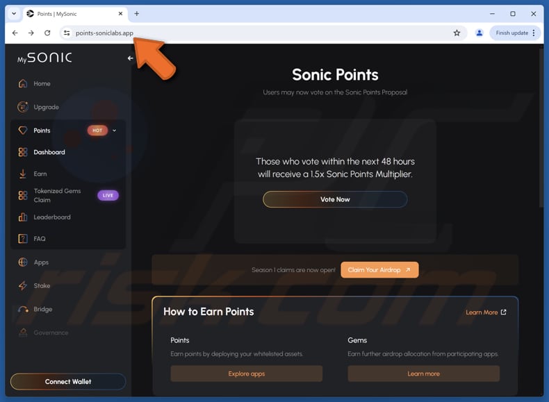 Sonic Vote Rewards scam