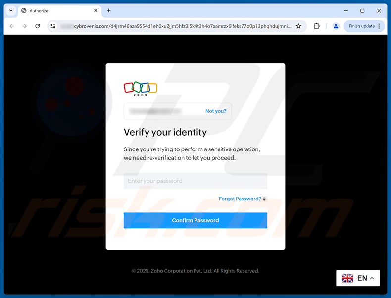 Phishing site promoted via SSL Port Server Errors email scam (2025-10-08)