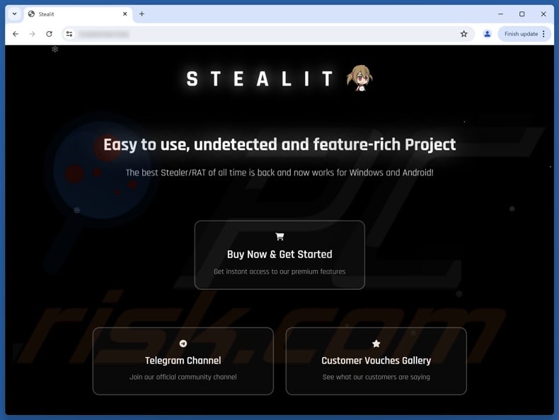 Stealit malware promoting website