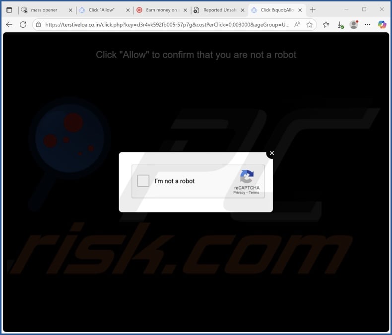terstiveloa.co[.]in pop-up redirects