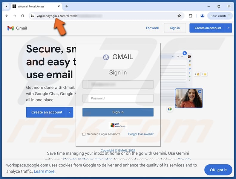 TLS & SSL Update Email Scam fake page