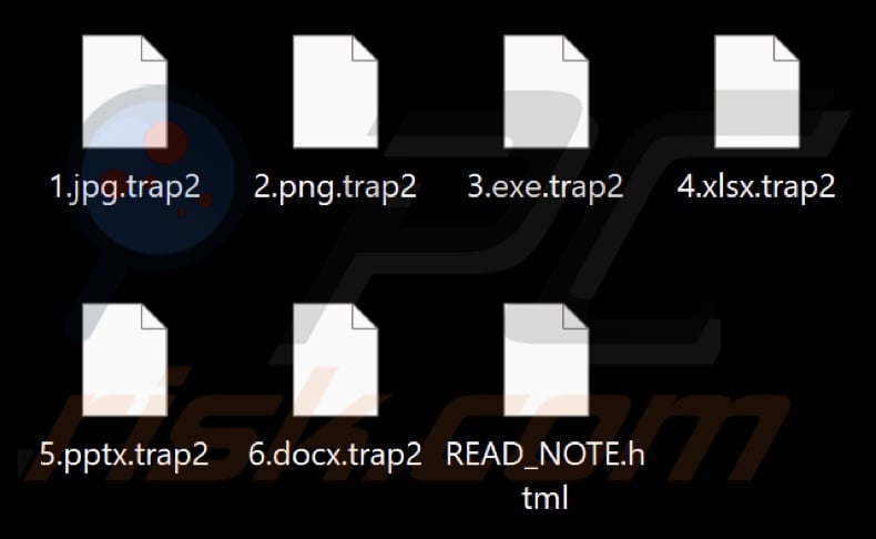 Files encrypted by Trap ransomware (.trap2 extension)