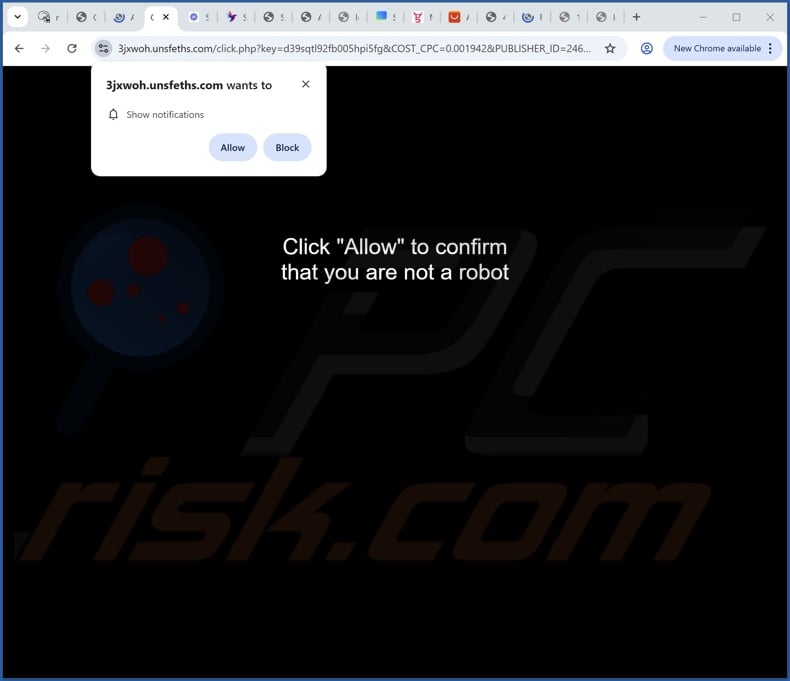 unsfeths[.]com pop-up redirects