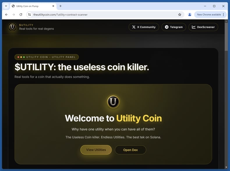 Utility Coin ($UTILITY) Airdrop Scam real site (theutilitycoin.com)