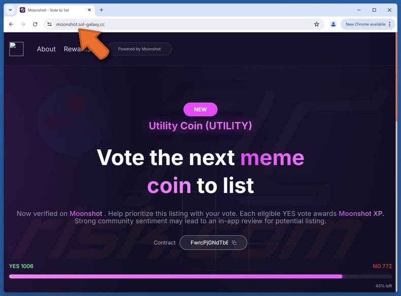 Fake Utility Coin ($UTILITY) Vote Rewards website