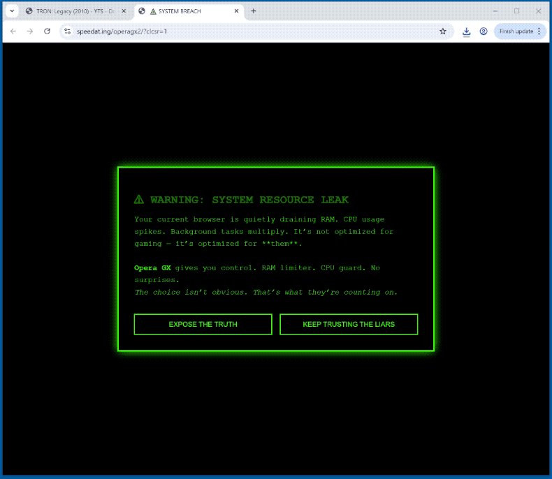 Appearance of WARNING: SYSTEM RESOURCE LEAK scam