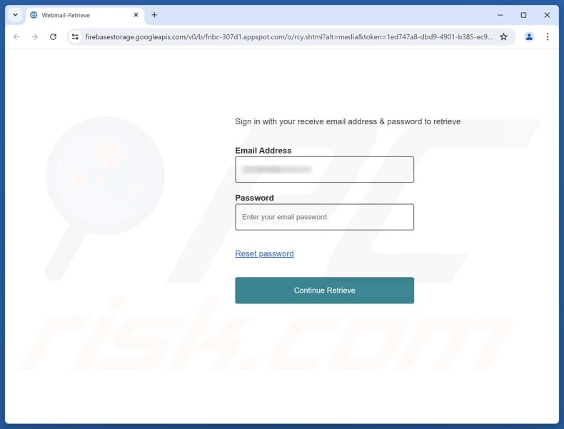 Webmail Server Alert scam email promoted phishing site