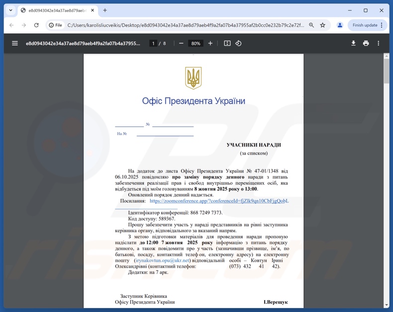 Malicious attachment promoting a ClickFix scam spreading WebSocket malware