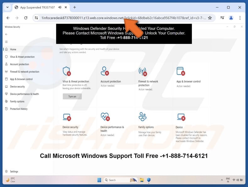 Windows Defender Security Has Disabled Your Computer scam