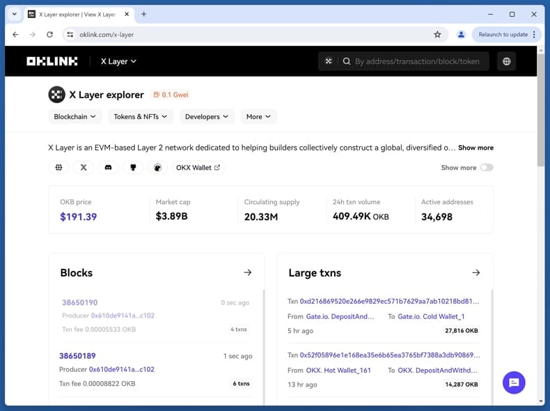 X Layer Vote Rewards Scam real website (oklink.com)