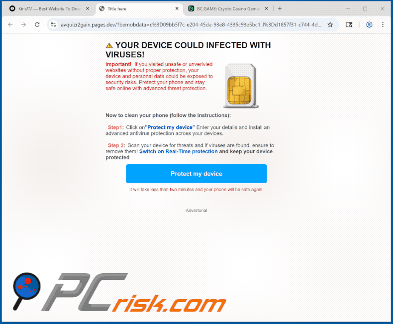 Appearance of Your Device Could Infected With Viruses! scam