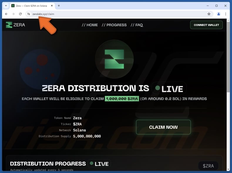 Fake ZERA Distribution website