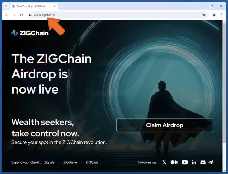 Fake ZIGChain Airdrop website