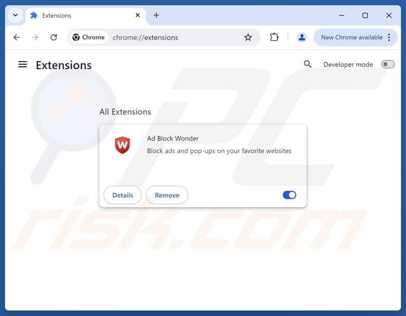 Removing Ad Block Wonder ads from Google Chrome step 2