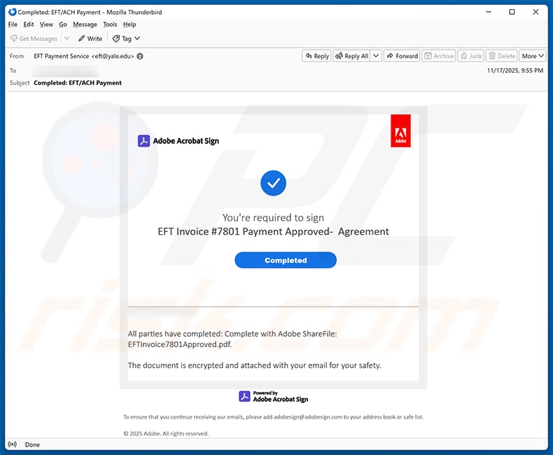 Adobe Acrobat Sign Request email scam (2025-11-18)