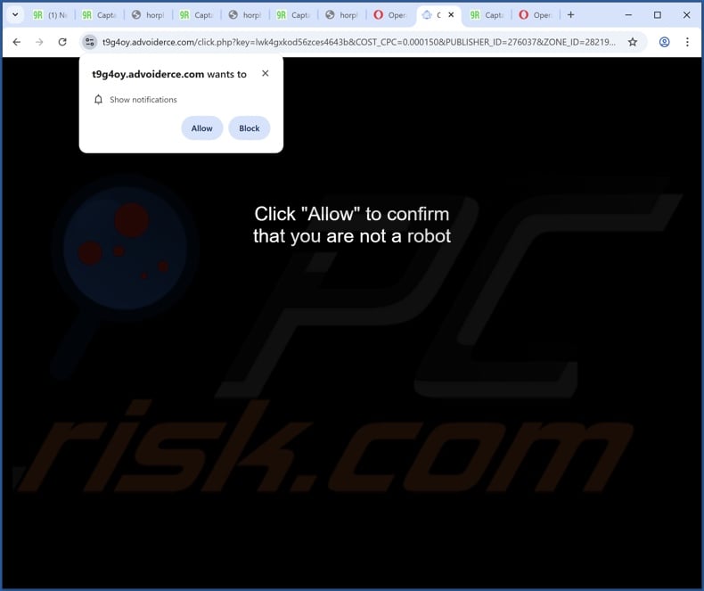 advoiderce[.]com pop-up redirects
