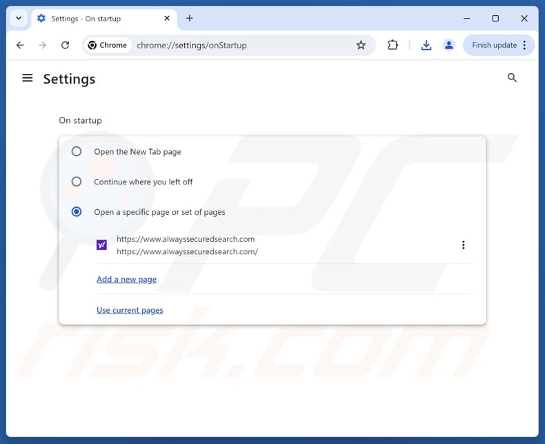 Removing alwayssecuredsearch.com from Google Chrome homepage