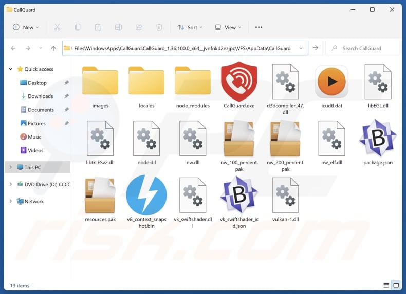 CallGuard PUA install folder