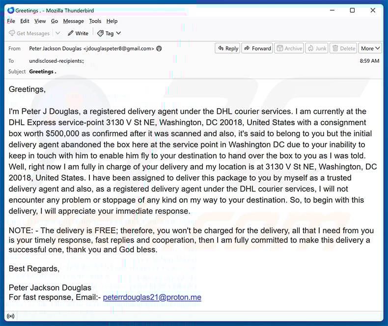 Consignment Box email scam (2025-11-14)