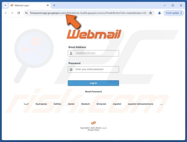 cPanel - Email Address Rejected Important Messages Scam phishing page