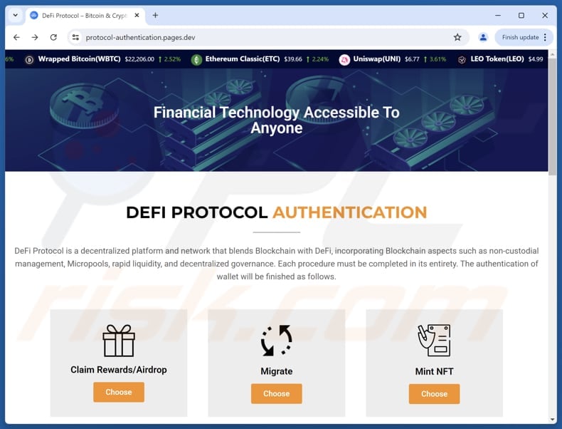 DeFi Protocol Authentication scam