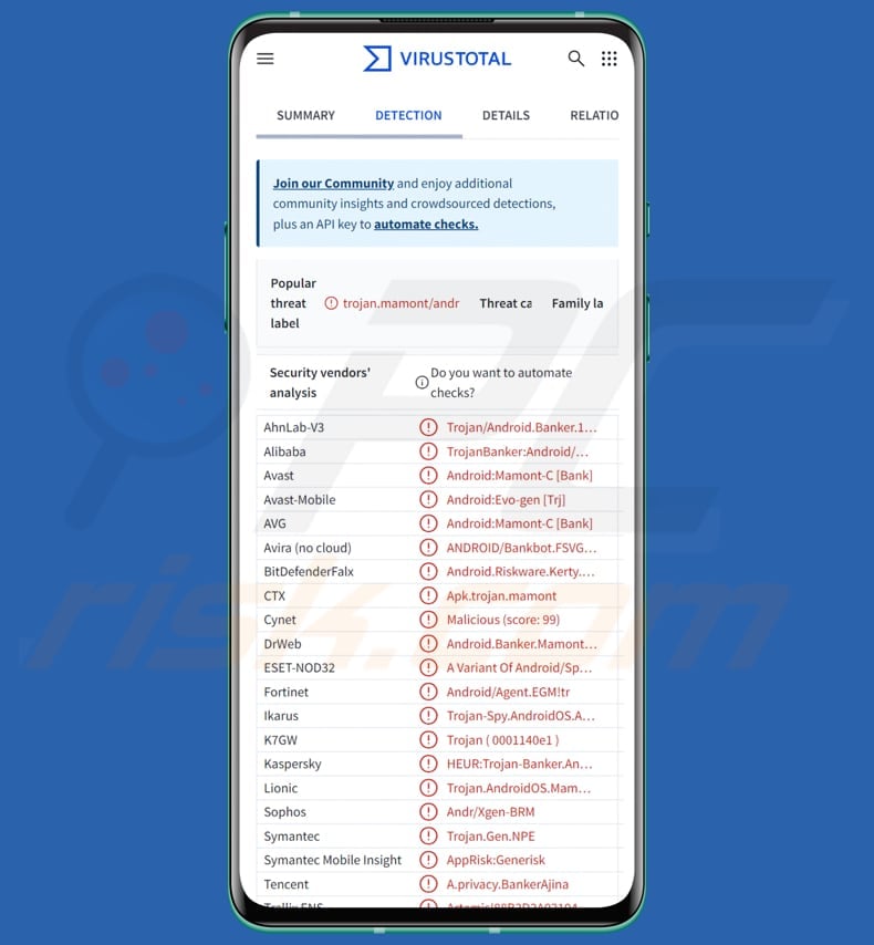 Delivery RAT android malware