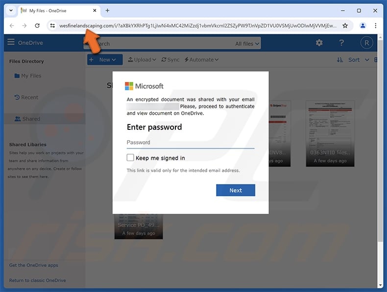 Document Review Request scam email promoted phishing site