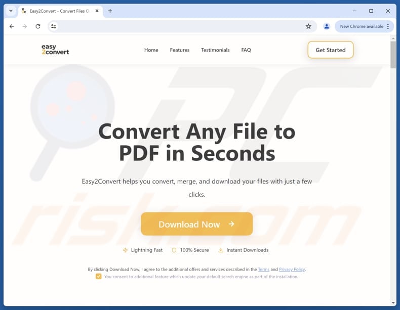 Website used to promote Easy2Convert PUA