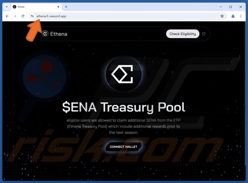 Fake Ethena ($ENA) Treasury Pool website