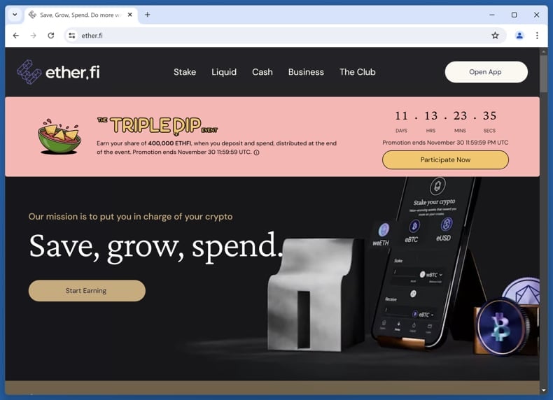 ether.fi treasury pool scam real website (ether.fi)