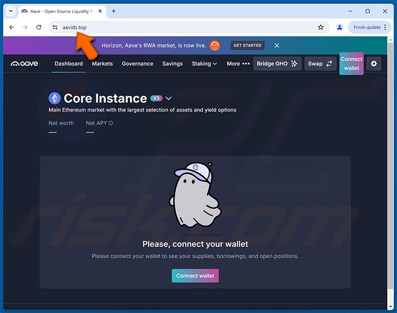 Aave App website (aavids[.]top) operating as a drainer