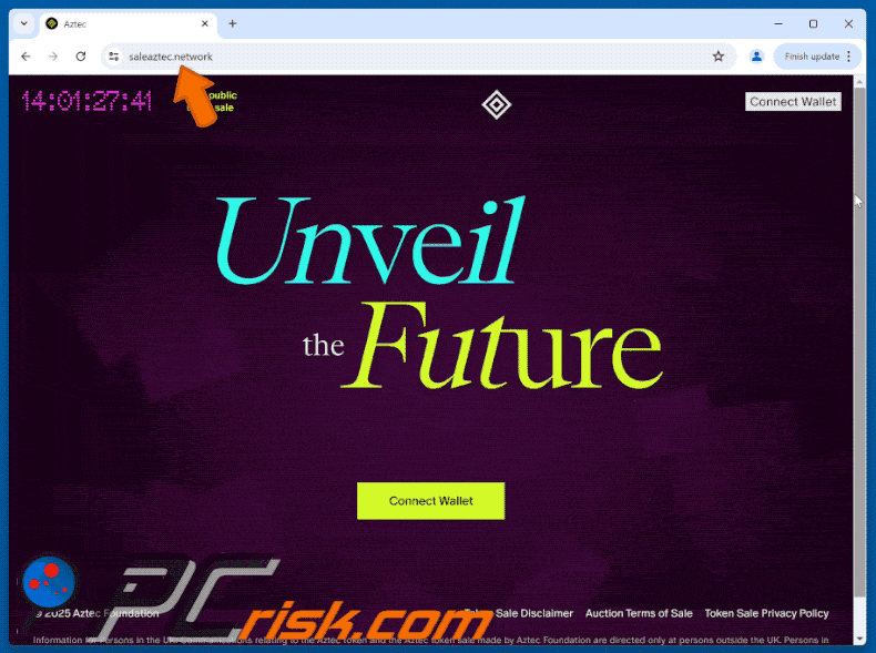 Fake Aztek Token Public Sale Scam appearance