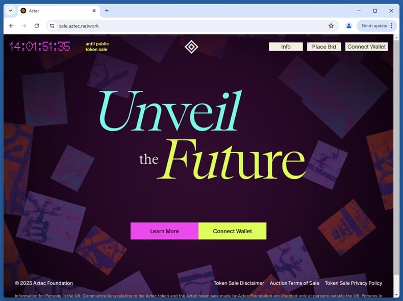 Fake Aztek Token Public Sale Scam real website (aztec.network)