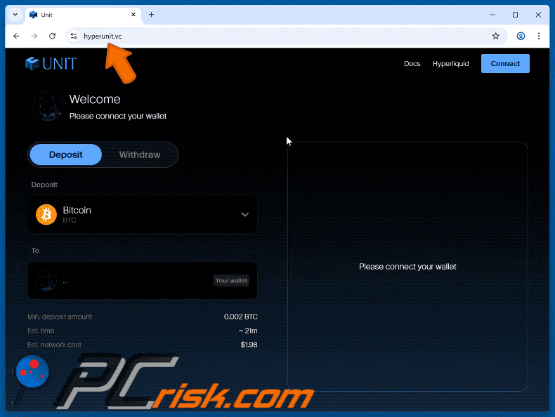 Appearance of Fake HyperUnit website scam