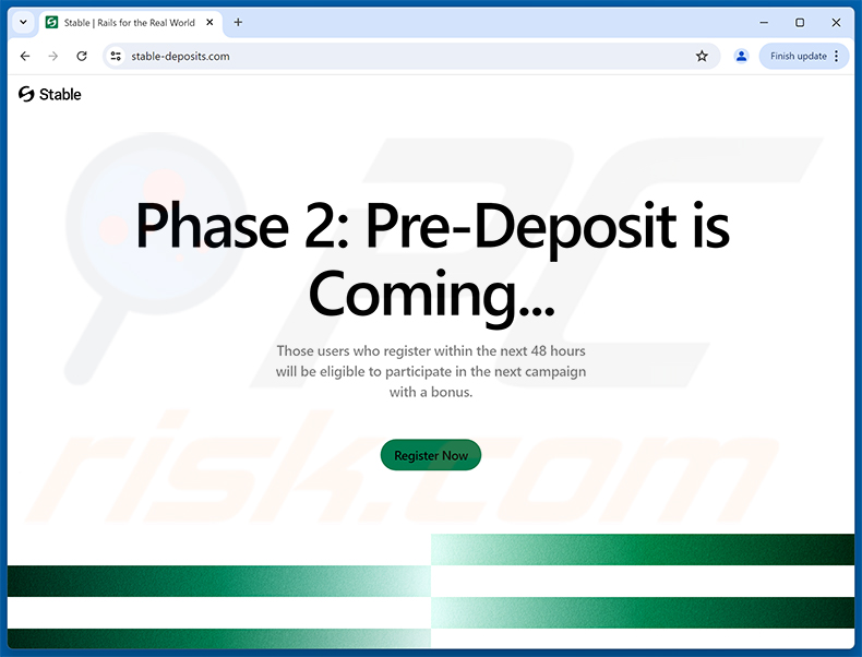 Fake Stable Registration Reward scam website (stable-deposits[.]com)