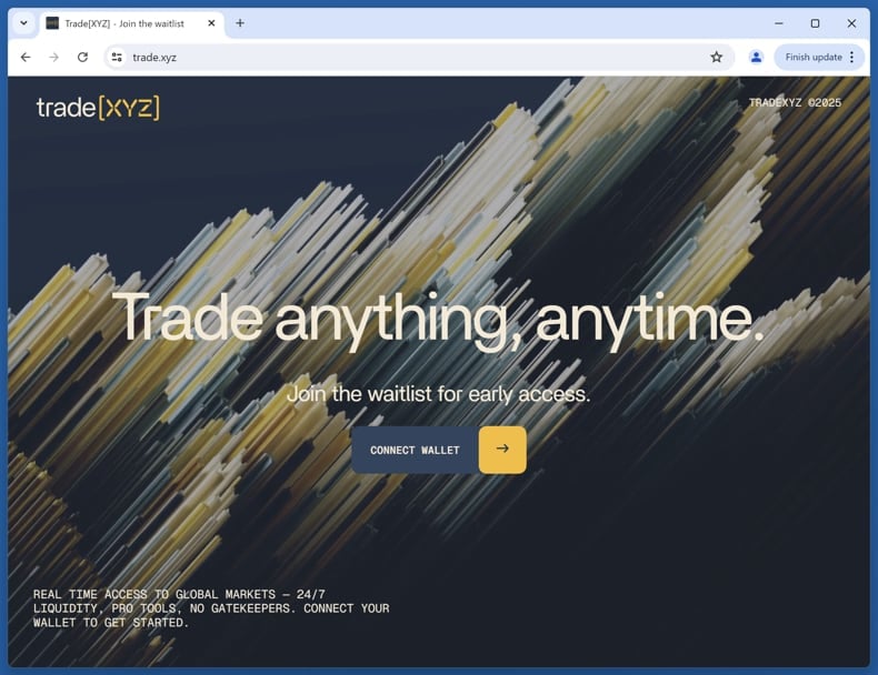Fake Trade[XYZ] Website Scam real website (trade.xyz)