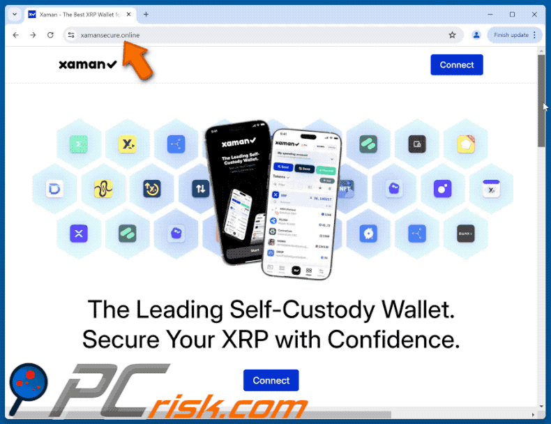 Appearance of the fake Xaman website (GIF)